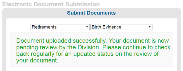 document submission confirmation